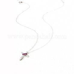 925 серебряный крест с розовым кубическим цирконием для женщин&nbsp;FS-WGC3BD8-01