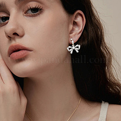 16 шт. 4 стильных латунных подвески-бантики с микропаве из прозрачных кубических цирконий&nbsp;DIY-DR0001-28