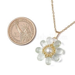 Стеклянные и стеклянные жемчужные бусины подвески ожерелья для женщин&nbsp;NJEW-MZ00106-01