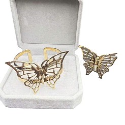 Комплект из полого браслета-манжеты из сплава в форме бабочки и колец-манжет&nbsp;FS-WGDEE03-01