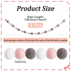 Хлопковые рождественские помпоны шарики гирлянды украшения&nbsp;AJEW-WH20020-101A