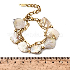 Двухслойные браслеты из нержавеющей стали 304 и натуральных ракушек&nbsp;LS-BJEW-G763-07G