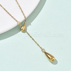 Колье-лариата с подвеской в форме капли из нержавеющей стали 304 и кисточкой&nbsp;NJEW-C114-02G