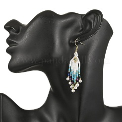 Серьги-подвески в форме стрелы из бисера из нержавеющей стали 304&nbsp;EJEW-MZ00554-01