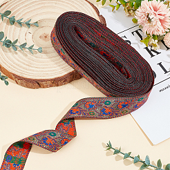 10 ярд полиэфирной жаккардовой ленты в этническом стиле с цветком&nbsp;OCOR-WH0088-42