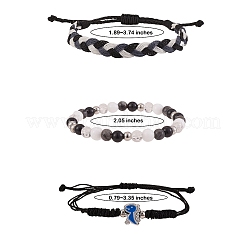 Набор браслетов с плетеным шнуром из вощеной полиэфирной нити&nbsp;BJEW-SW00032-01