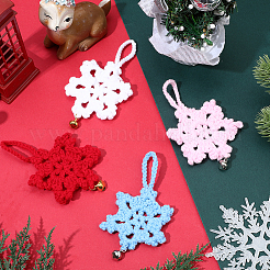 12 шт. подвеска-снежинка из хлопка 4 цветов&nbsp;HJEW-GF0001-70