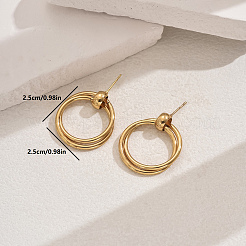 Стильные геометрические двухслойные серьги-гвоздики из нержавеющей стали 201&nbsp;RQ1925-1