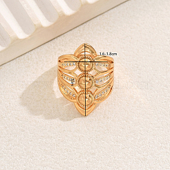 Многослойный полый дизайн латунные микропаве кубические цирконии регулируемые кольца для женщин&nbsp;ZN1702