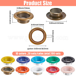 200 комплект 10-х цветных железных люверсов&nbsp;SCRA-GF0001-10B-01