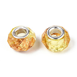 Прозрачные европейские бусины-рондель из смолы&nbsp;RESI-N044-01B