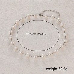 Элегантные ожерелья из круглого жемчуга и железных бусин для женщин&nbsp;ZH3328-1