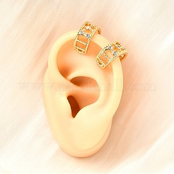 Латунные серьги-манжеты из прозрачного кубического циркония&nbsp;EJEW-F370-10G