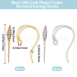 8 пара 2-х цветных латунных крючков для серег&nbsp;KK-BBC0008-12