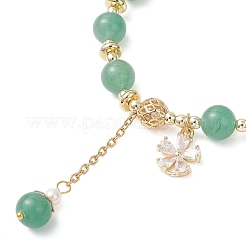 Браслеты из круглых бусин из натурального зеленого авантюрина для женщин&nbsp;BJEW-JB13123-02