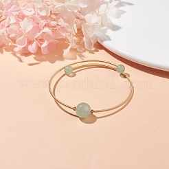 Натуральный зеленый авантюрин круглый браслет из бисера&nbsp;BJEW-JB07840-02