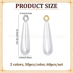 60 шт. 2-х цветные подвески из АБС-пластика с имитацией жемчуга&nbsp;FIND-PH0028-40