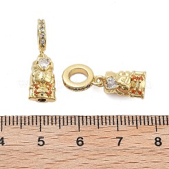 Стойка покрытие латунь оранжевый кубический цирконий европейские подвески-шармы&nbsp;KK-Q006-58G