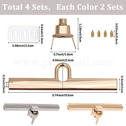4 шт. 2-цветные застежки-защелки для сумок из цинкового сплава с поворотным замком&nbsp;PURS-CP0001-04