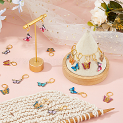 32 шт. 8-х цветные эмалевые подвески-маркеры для фиксации стежков в виде бабочек&nbsp;HJEW-HS00079