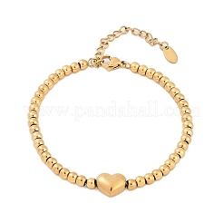 Браслеты из нержавеющей стали 304 с бусинами для женщин&nbsp;BJEW-B108-01G