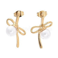 Серьги-гвоздики из нержавеющей стали 304 с бантом&nbsp;EJEW-C142-07G