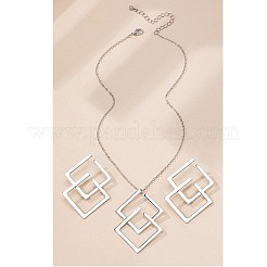 Комплект из ожерелья с подвеской в виде ромба и серег-гвоздиков из сплава&nbsp;FS-WG63DA9-01
