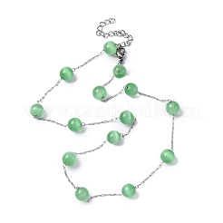 Круглые бусины кошачий глаз из нержавеющей стали 304&nbsp;NJEW-C073-01P-04