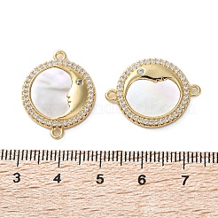 Латунные микро-паве кубические цирконии плоские круглые с соединителем в виде луны&nbsp;KK-U070-07G