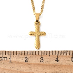 Ожерелья с крестом из нержавеющей стали 304 для женщин и мужчин&nbsp;LS-NJEW-Z063-02G