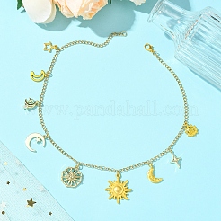 Звезда луна солнце 304 нержавеющая сталь кабель цепи ожерелья&nbsp;NJEW-FS00008