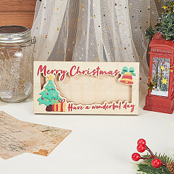 Держатель для денег в виде прямоугольника из дерева на рождественскую тематику&nbsp;AJEW-WH20006-282B