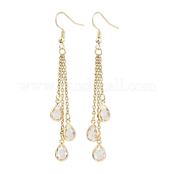 Серьги-капли из латуни и стекла&nbsp;EJEW-JE06579