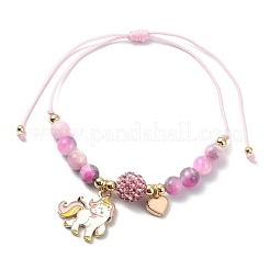 Браслет с подвеской в виде единорога из сплава эмали&nbsp;BJEW-JB09599