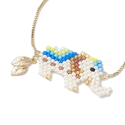 Браслеты из стеклянного бисера со слоном&nbsp;BJEW-MZ00067-02