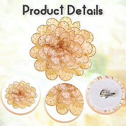 Броши из цветочной ткани со стразами&nbsp;JEWB-WH20009-06P-04