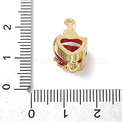 Подвески-соединители в виде священного сердца из латуни со стеклом темно-красного цвета&nbsp;X-KK-L253-27G-05