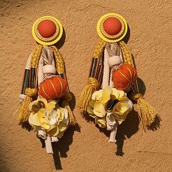 Серьги-гвоздики в форме тыквы из полиэстера&nbsp;FS-WGE352E-01