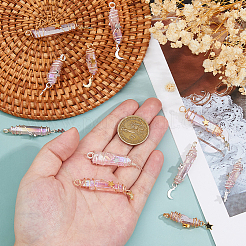 12 шт. 6 стиля гальванизированные подвески в форме пули из натурального кварцевого кристалла с заостренными концами из медной проволоки&nbsp;PALLOY-FH00161