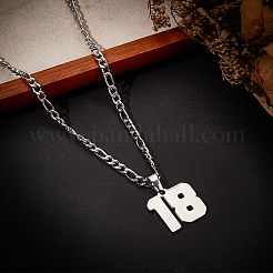 1 шт. 304 нержавеющая сталь Фигаро цепочка ожерелье с подвеской в виде цифры&nbsp;NJEW-BBC0001-28B-P