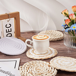 6 шт. 3 стиля подставки под горячее ручной работы с плетеными салфетками из кукурузной соломы&nbsp;AJEW-MB0001-04