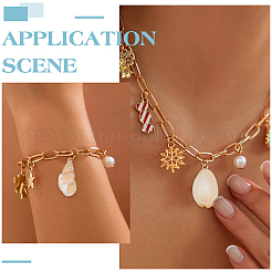 24 шт. 6 стиля подвески из натуральных ракушек с гальваническим покрытием&nbsp;SSHEL-ME0001-03