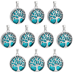 10 шт. синтетическая бирюза плоские круглые подвески&nbsp;G-AR0006-25A