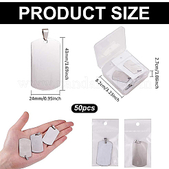 50 шт. 201 нержавеющая сталь с закругленными углами и штампованными пустыми бирками-подвесками&nbsp;STAS-BC0004-15