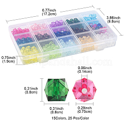 375шт 15 цвета прозрачные акриловые бусины&nbsp;TACR-FS0001-41