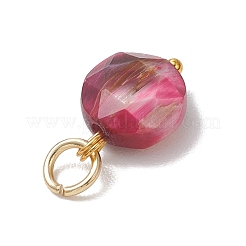 Подвески из окрашенного натурального тигрового глаза с шестиугольной огранкой&nbsp;PALLOY-JF04800-02