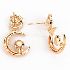 Латунные микро-паве прозрачные серьги-гвоздики из циркония&nbsp;LS-KK-S356-246-NF