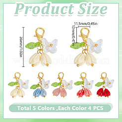 20 шт. 5-х цветная подвеска из смолы в виде розы и бабочки&nbsp;HJEW-GO00218