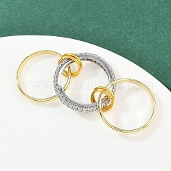 Латунные микро проложить пальцев кольца кубического циркония&nbsp;RJEW-D325-01PG-07