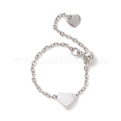 Регулируемые цепочки на пальцы в форме сердца из нержавеющей стали 304&nbsp;RJEW-JR00992